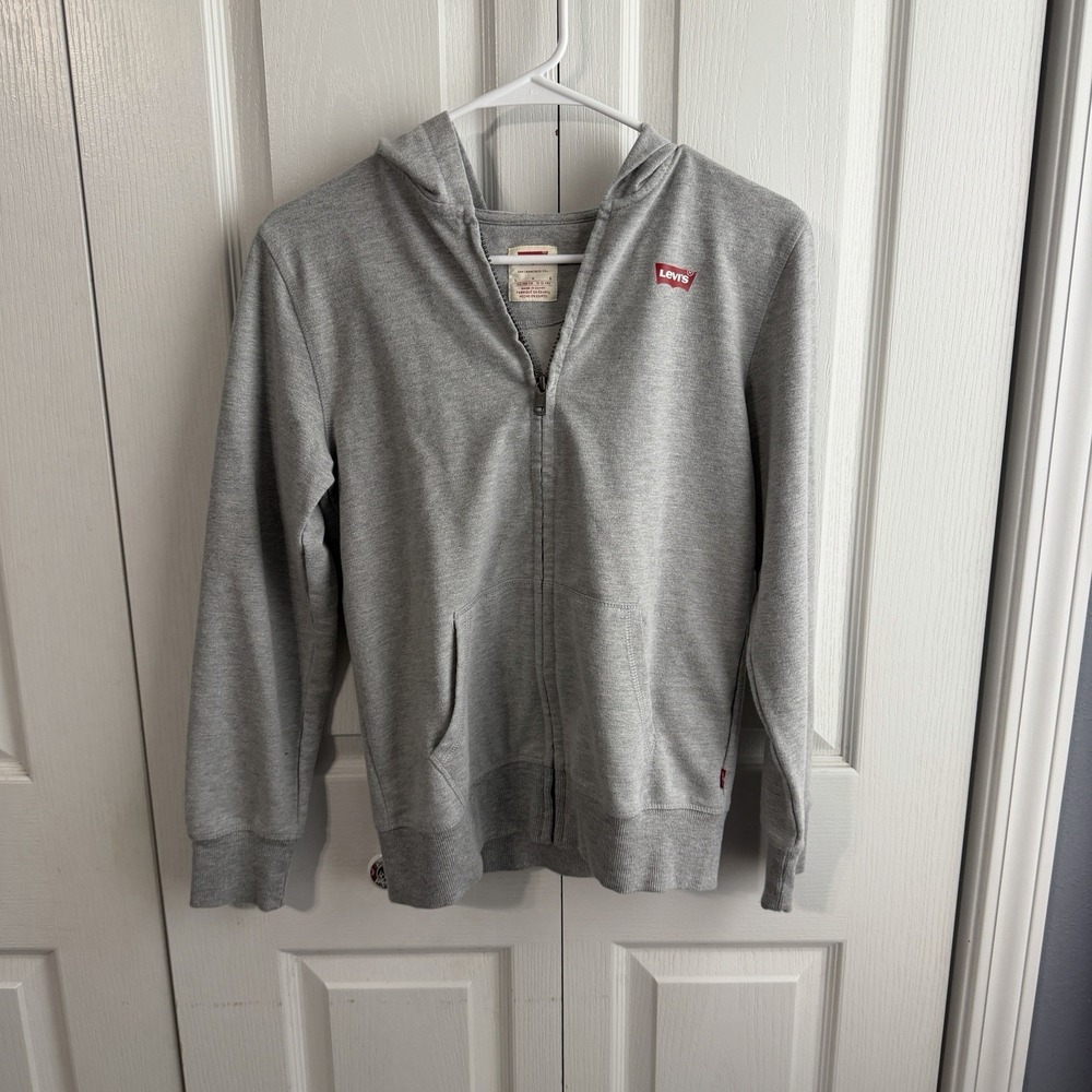 Levi's Gray Full Zip Hooded Jacket Kids Size Large 12-13 Years School Travel